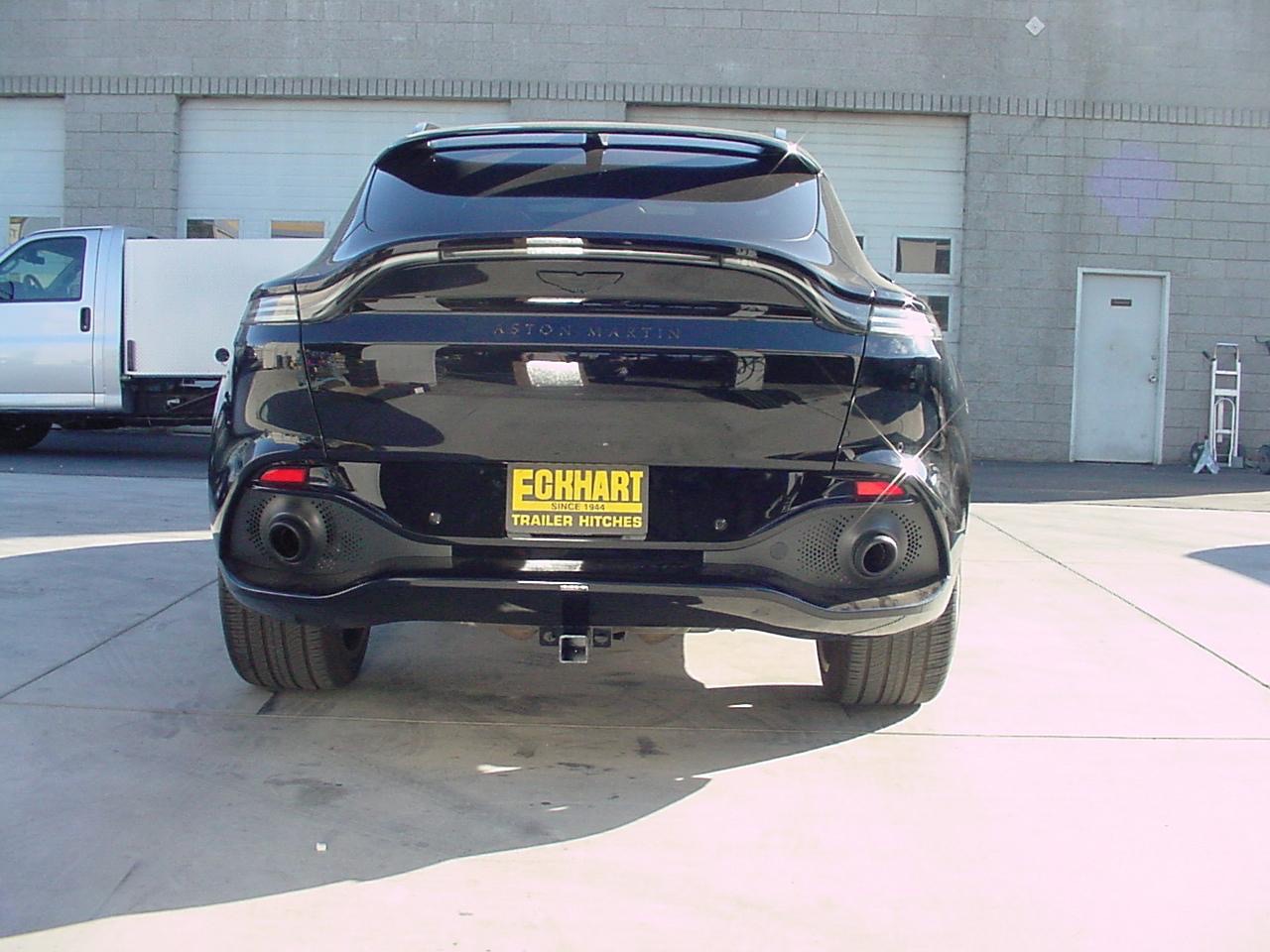 Aston Martin DBX luxury SUV fitted with a custom Eckharts hidden hitch.