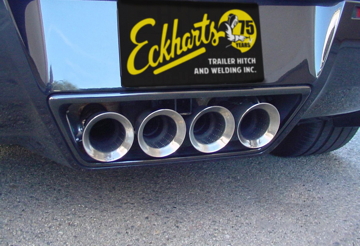 Chevrolet Corvette C7 with a custom Hidden Look receiver hitch installed.